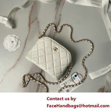 Chanel Lambskin  &  Gold-Tone Metal Clutch with Chain Bag AP4000 White 2025